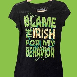 Blame the Irish For My Behavior - Rocker Girl All Access Boyfriend Cut T-Shirt.